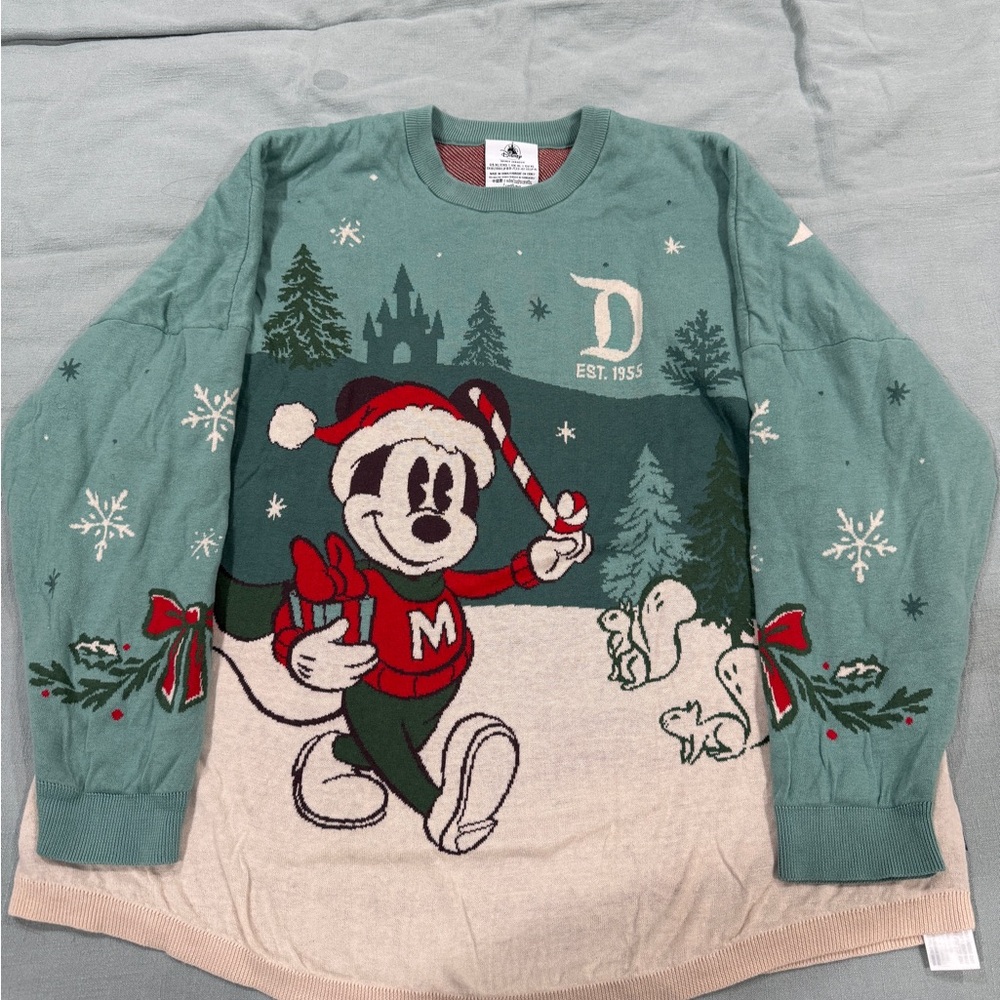 Disney Holiday Sweater with Mickey in Green and Red